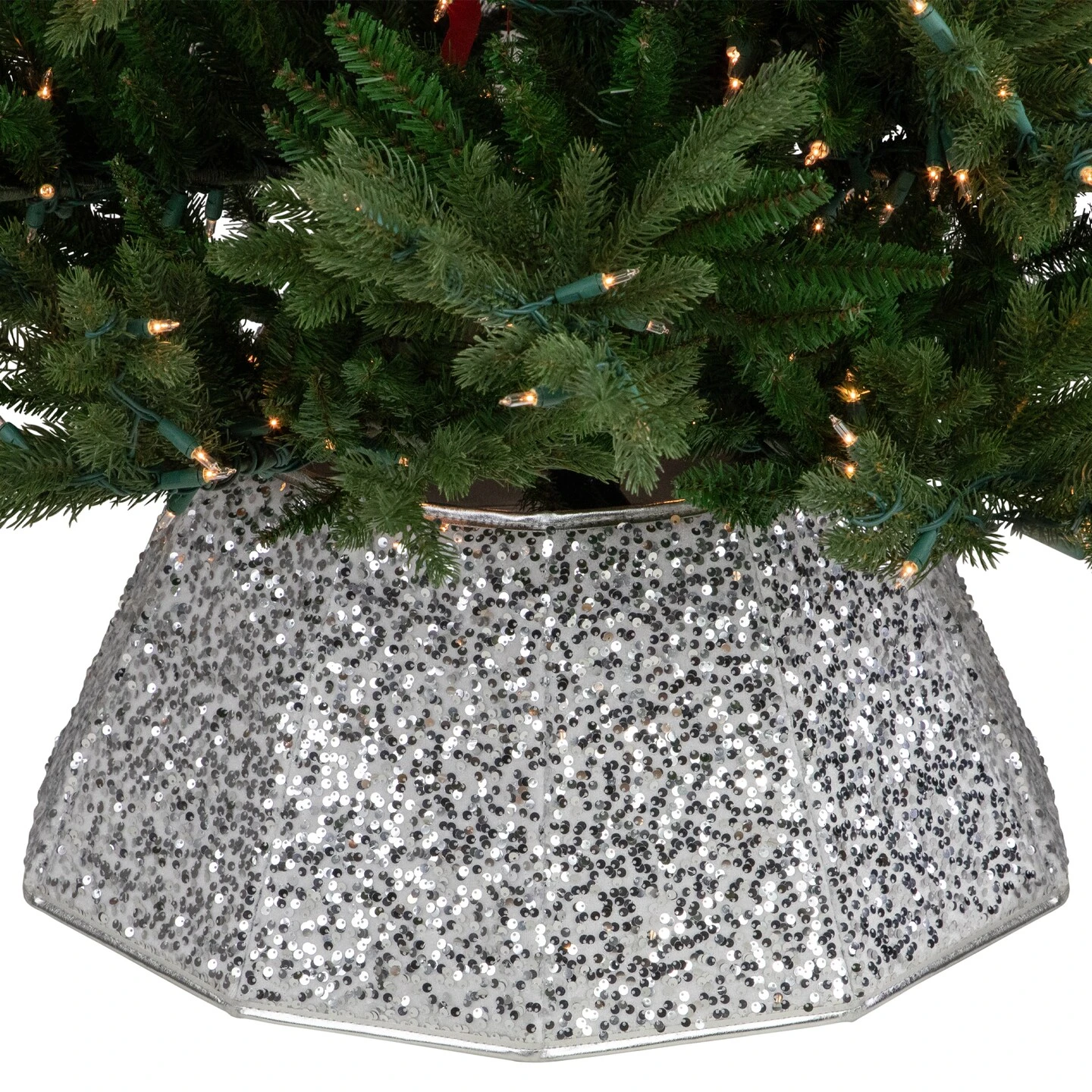 Northlight 26" Silver Sequins Hexagonal Christmas Tree Collar 9 Northlight 26" Silver Sequins Hexagonal Christmas Tree Collar - Image 7