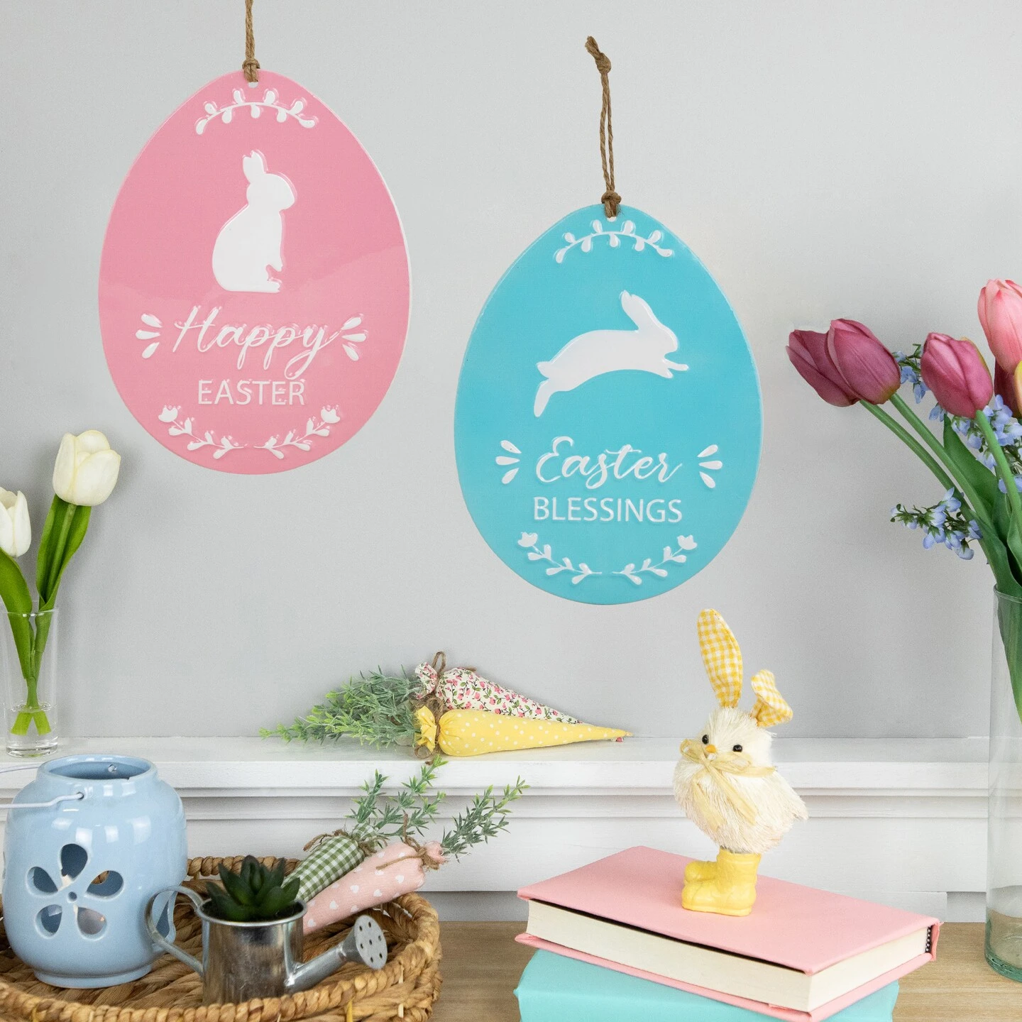 Northlight Easter Egg Metal Wall Signs - 9.75" - Blue And Pink - Set Of 2 5 Northlight Easter Egg Metal Wall Signs - 9.75" - Blue And Pink - Set Of 2 - Image 3