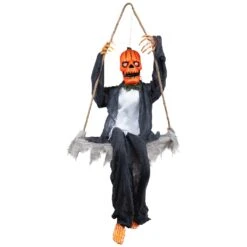 Northlight Animated Swinging Pumpkin Man Halloween Decoration - 30" Gray 12 Northlight Animated Swinging Pumpkin Man Halloween Decoration - 30" Gray -Northlight 57807610878896