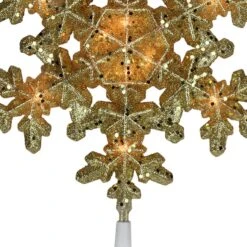 Northlight 9" Pre-Lit Gold Snowflake Christmas Tree Topper - Clear Lights -Northlight 61755676539872