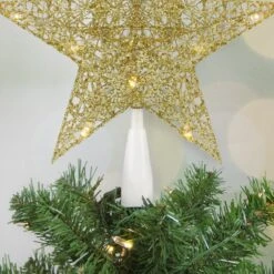 Northlight 10" LED Lighted Gold Glittered Star Christmas Tree Topper, Warm White Lights 10 Northlight 10" LED Lighted Gold Glittered Star Christmas Tree Topper, Warm White Lights -Northlight 61756962094048