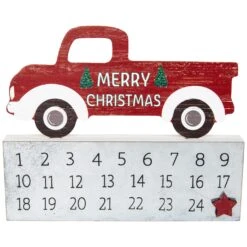 Northlight Merry Christmas Truck Wooden Advent Calendar - 9" Red -Northlight 6341107816635900112