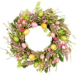 Northlight Glittered Eggs, Hibiscus And Berries Artificial Easter Twig Wreath - 20" - Pink And Green 12 Northlight Glittered Eggs, Hibiscus And Berries Artificial Easter Twig Wreath - 20" - Pink And Green -Northlight 6653484500016