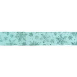 Northlight Sparkly Aqua Blue Snowflake Christmas Wired Craft Ribbon 2.5" X 16 Yards