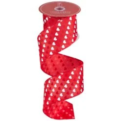 Northlight Diagonal Hearts Valentine's Day Wired Craft Ribbon - 2.5" X 10 Yards - Red And White 12 Northlight Diagonal Hearts Valentine's Day Wired Craft Ribbon - 2.5" X 10 Yards - Red And White -Northlight 69061486739632