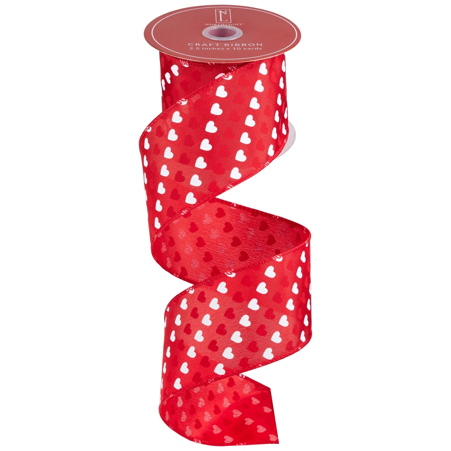 Northlight Diagonal Hearts Valentine's Day Wired Craft Ribbon - 2.5" X 10 Yards - Red And White 5 Northlight Diagonal Hearts Valentine's Day Wired Craft Ribbon - 2.5" X 10 Yards - Red And White - Image 3