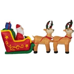 Northlight Inflatable Santa's Sleigh And Reindeer Outdoor Christmas Decoration - 8' Red