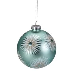 Northlight Glittered Starburst Glass Ball Christmas Ornament - 4" - Mint Green -Northlight 6917557705700663968