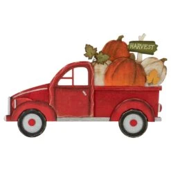 Northlight 21 Northlight 14" Red Truck With Pumpkins Fall Harvest Sign Decoration