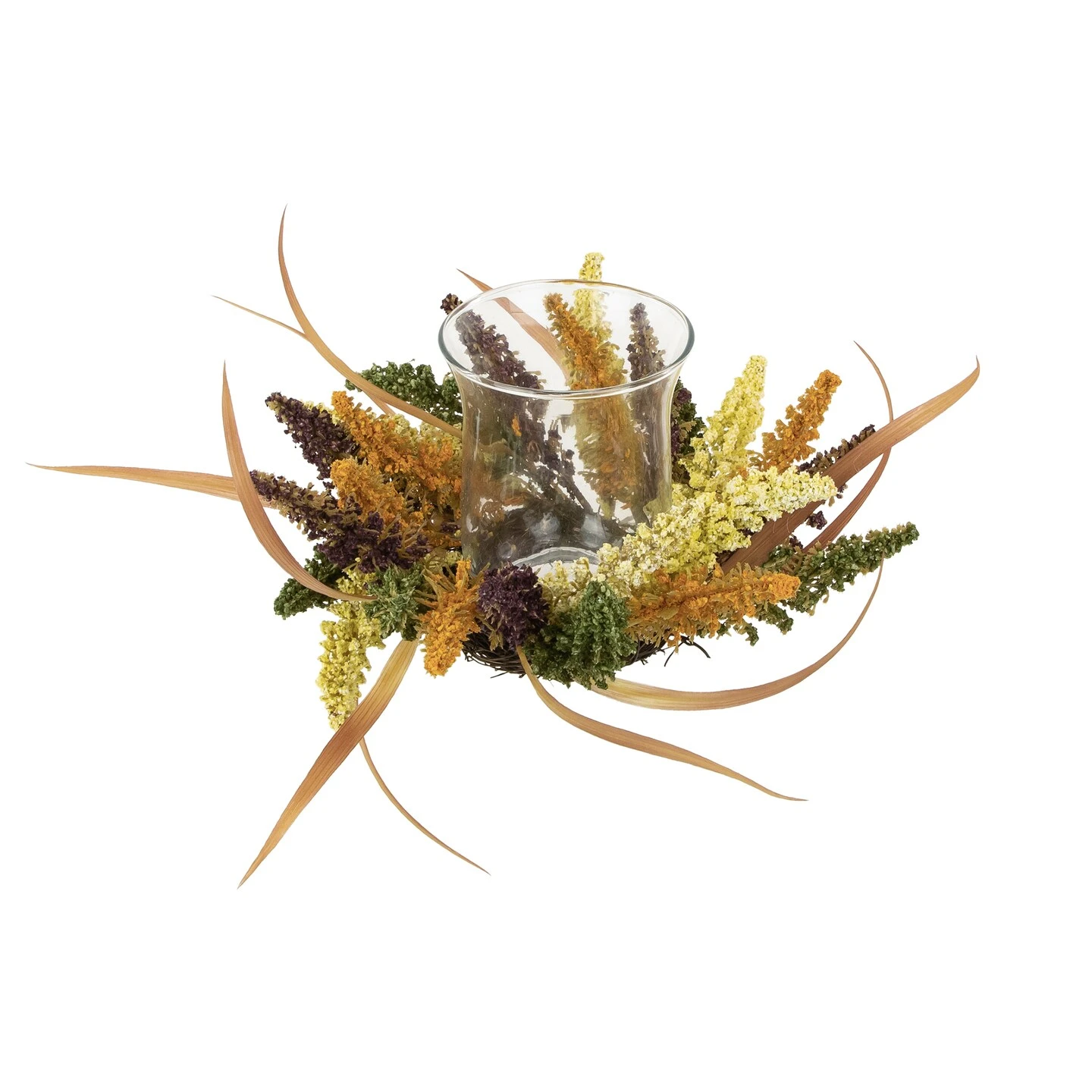 Northlight Autumn Harvest Pillar Candle Holder With Artificial Fall Foliage - 18" X 6" Orange 7 Northlight Autumn Harvest Pillar Candle Holder With Artificial Fall Foliage - 18" X 6" Orange - Image 5