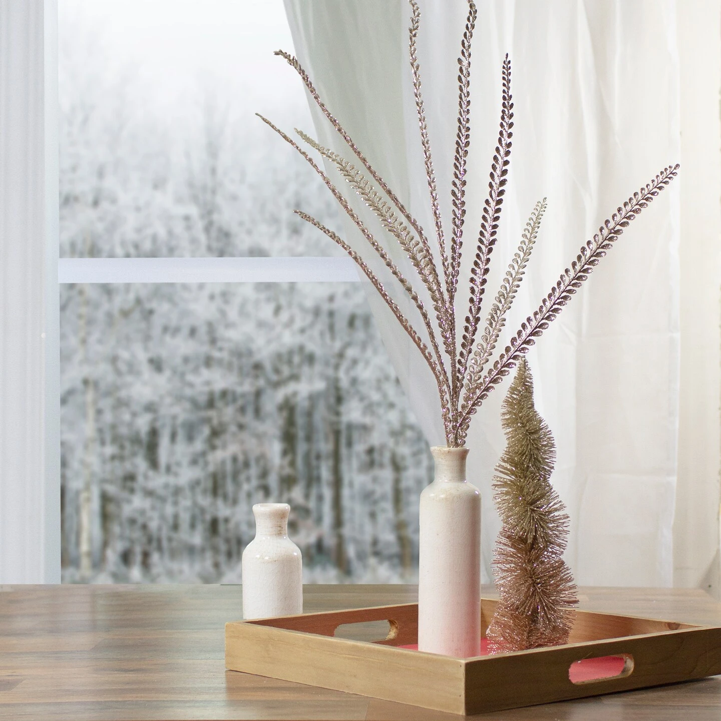 Northlight Glittered Artificial Fern Christmas Spray - 36" - Gold 5 Northlight Glittered Artificial Fern Christmas Spray - 36" - Gold - Image 3