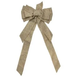 Northlight 12" X 25" Burlap And Gold 10 Loop Christmas Bow Decoration Brown 11 Northlight 12" X 25" Burlap And Gold 10 Loop Christmas Bow Decoration Brown -Northlight 6917557706996703904 2