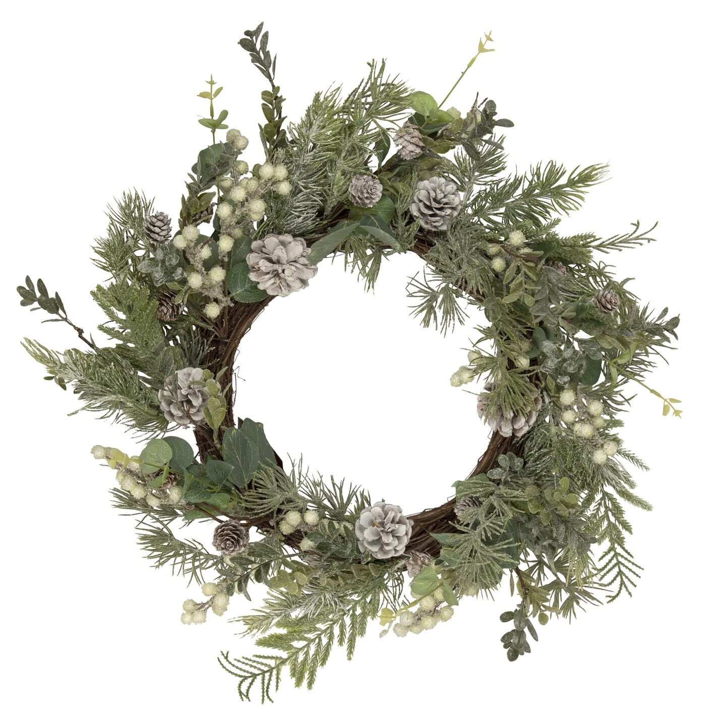 Northlight White Berry, Eucalyptus And Pinecone Christmas Wreath, 20-Inch, Unlit Green 4 Northlight White Berry, Eucalyptus And Pinecone Christmas Wreath, 20-Inch, Unlit Green - Image 2