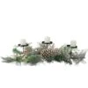 Northlight Frosted Long Needle Pine And Berries Christmas Triple Candle Holder - 24" Gold