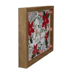 Northlight Lighted Wooden Frame Poinsettia "Joy To The World" Christmas Plaque - 11.75" Brown -Northlight 6917557707101561504