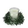 Northlight 6" Clear And Green Boxwood With Berry Tipped Christmas Hurricane Pillar Candle Holder