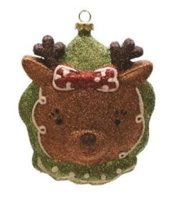 Northlight Glittered Shatterproof Reindeer Head Christmas Ornament - 4.5" - Brown And Green 6 Northlight Glittered Shatterproof Reindeer Head Christmas Ornament - 4.5" - Brown And Green -Northlight 6917557707194360480 1
