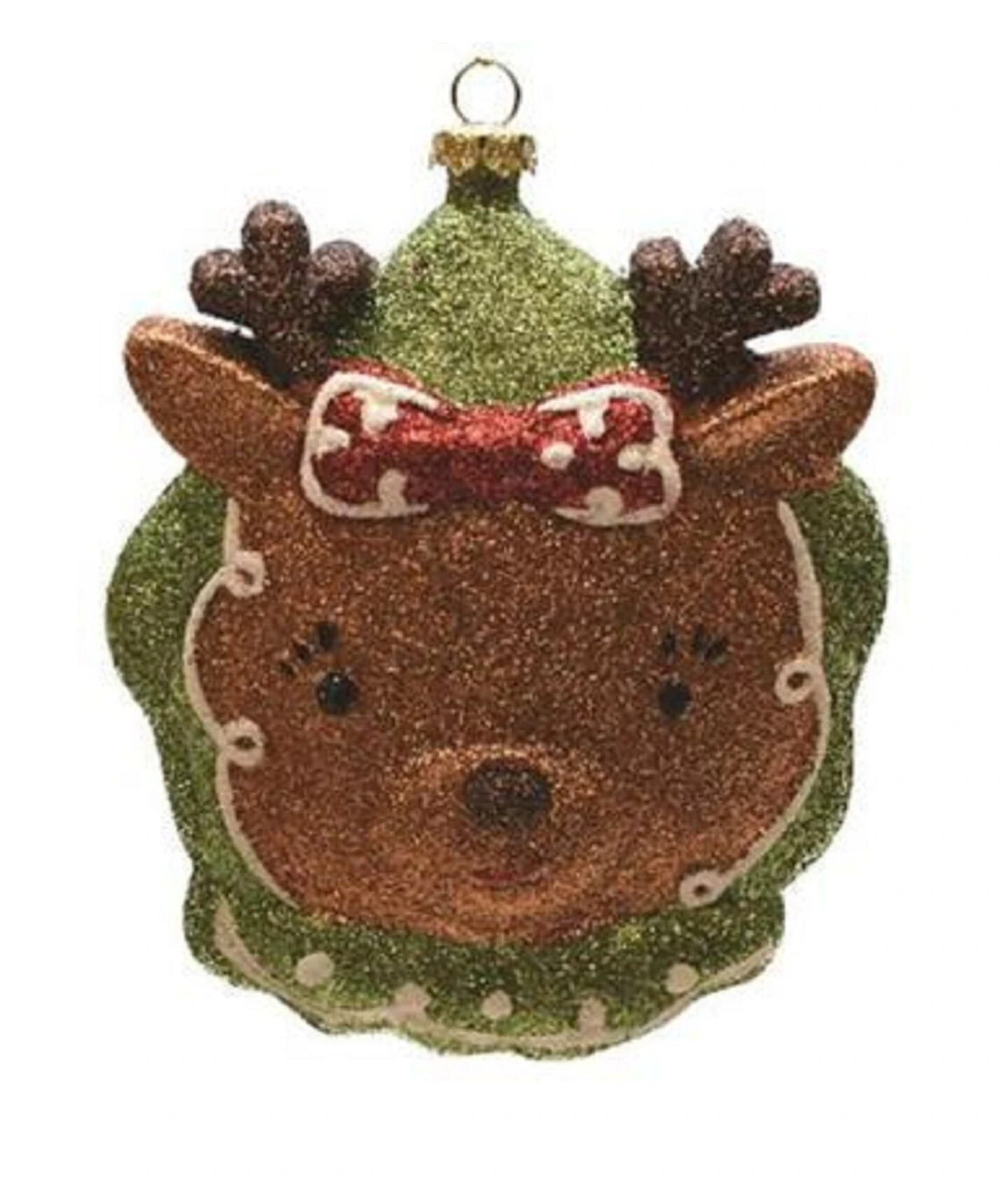 Northlight Glittered Shatterproof Reindeer Head Christmas Ornament - 4.5" - Brown And Green 3 Northlight Glittered Shatterproof Reindeer Head Christmas Ornament - 4.5" - Brown And Green