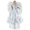 Northlight 18" Lighted White And Silver Angel In A Dress Christmas Tree Topper - Warm White Lights -Northlight 6917557707227390624