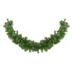 Northlight Pre-Lit Battery Operated Ashcroft Cashmere Pine Christmas Garland - 6' X 14"- Warm White LED Lights Green