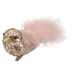 Northlight Sequin Clip On Birdwith Feather Tail Christmas Ornament - 4" - Gold And Pink -Northlight 6917585240349295840