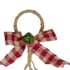 Northlight 15-Inch Pine And Green Jingle Bell Christmas Door Hanger With Plaid Bow -Northlight 6917585241246680288