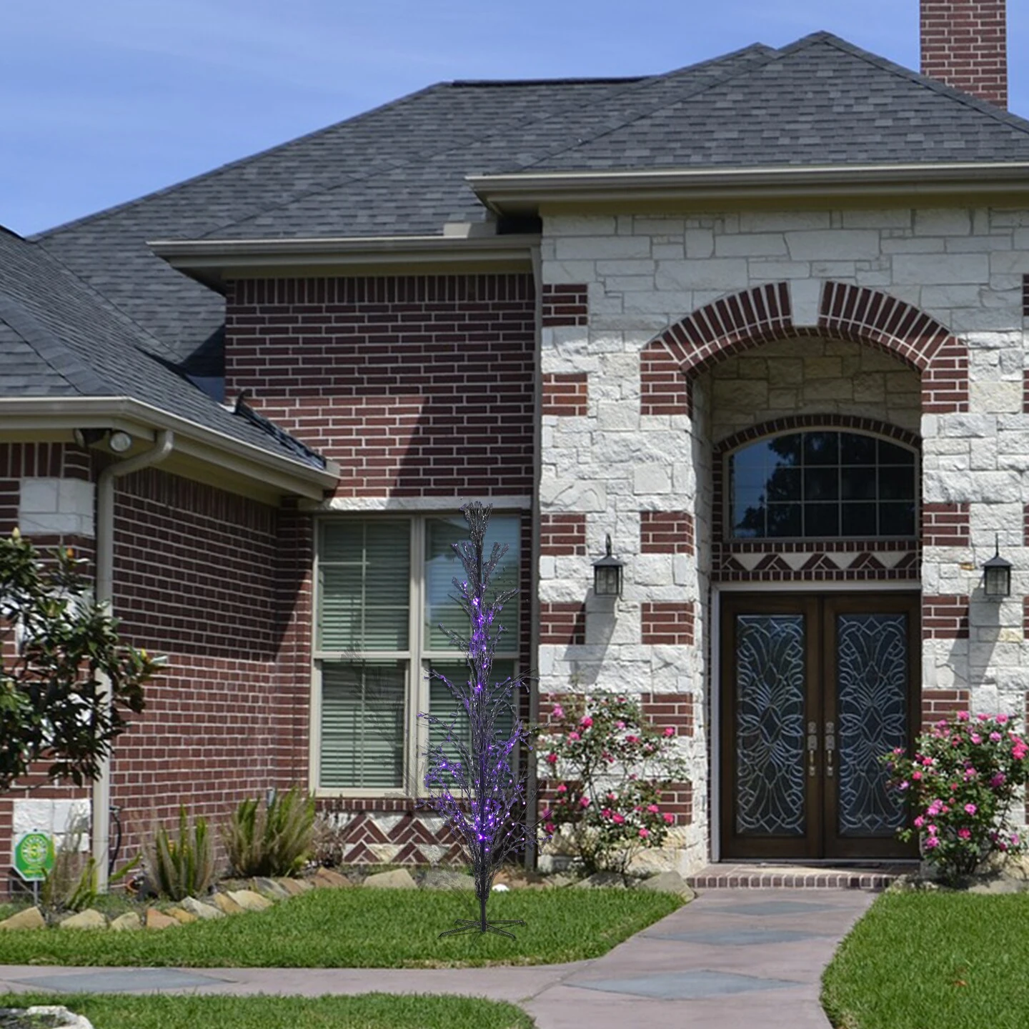 Northlight Pre-Lit Cascade Outdoor Halloween Twig Tree - 6' - Purple Lights Black 5 Northlight Pre-Lit Cascade Outdoor Halloween Twig Tree - 6' - Purple Lights Black - Image 3