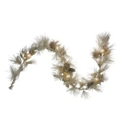 Northlight Glitter Pine Needle And Apple Pine Cone Artificial Christmas Garland - 6' X 9" - Unlit Gold