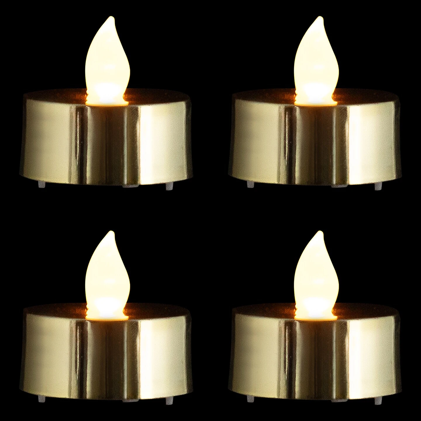 Northlight LED Lighted Flameless Flickering Tea Light Candles - Metallic Gold - Set Of 4 6 Northlight LED Lighted Flameless Flickering Tea Light Candles - Metallic Gold - Set Of 4 - Image 4