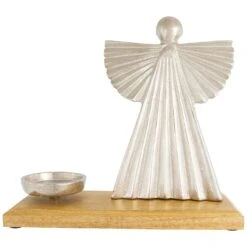 Northlight Heavenly Angel Metal Christmas Votive Candle Holder - 10" - Silver -Northlight 6917635900779390864
