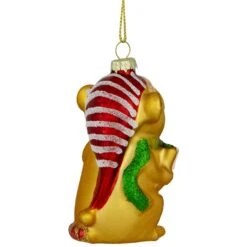 Northlight 3" Caroling Mouse Glass Christmas Hanging Ornament Gold -Northlight 6917675255591945440