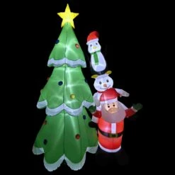 Northlight LED Lighted Inflatable Christmas Tree With Santa And Friends Outdoor Decoration - 8.25' Multi -Northlight 6917681483353415248