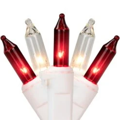 Northlight Mini Incandescent Christmas Lights - Red And Clear - 10' White Wire - 50ct -Northlight 6917690093130131472