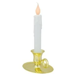 Northlight LED Lighted Window Candle With Oval Handle Base - 8 - White And Gold 12 Northlight LED Lighted Window Candle With Oval Handle Base - 8 - White And Gold -Northlight 6917701190671221984