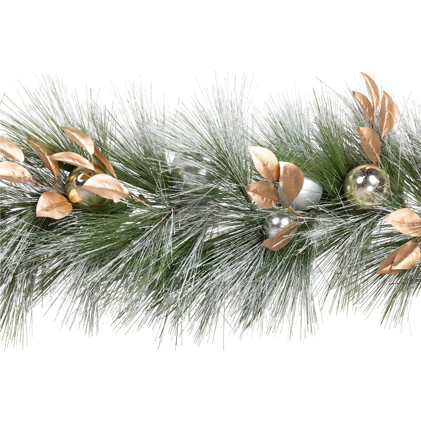 Northlight Flocked Pine And Ornaments Artificial Christmas Garland - 10' X15" - Unlit Silver 8 Northlight Flocked Pine And Ornaments Artificial Christmas Garland - 10' X15" - Unlit Silver - Image 6