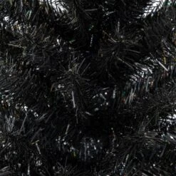 Northlight Holographic Black Slim Artificial Tinsel Halloween Tree - 4' - Black - Unlit -Northlight 6917726725092558048