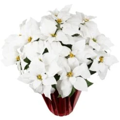 Northlight Artificial Christmas Poinsettia In Wrapped Base - 26" - White -Northlight 6917726725233067232