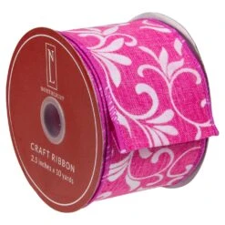 Northlight Pink Floral Wired Craft Ribbon 2.5" X 10 Yards -Northlight 6917726725325341920