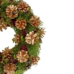 Northlight 12" Green, Gold, And Red Glitter Pinecones Christmas Wreath -Northlight 6917726726478775520