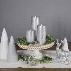 Northlight Set Of 3 Brushed Silver-tone LED Flickering Flameless Pillar Candles 8" 12 Northlight Set Of 3 Brushed Silver-tone LED Flickering Flameless Pillar Candles 8" -Northlight 6917726726751601888