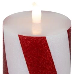 Northlight LED Flameless Flickering Candy Cane Wax Pillar Christmas Candles - 6" - Set Of 3 Red 15 Northlight LED Flameless Flickering Candy Cane Wax Pillar Christmas Candles - 6" - Set Of 3 Red -Northlight 6917742893679592672