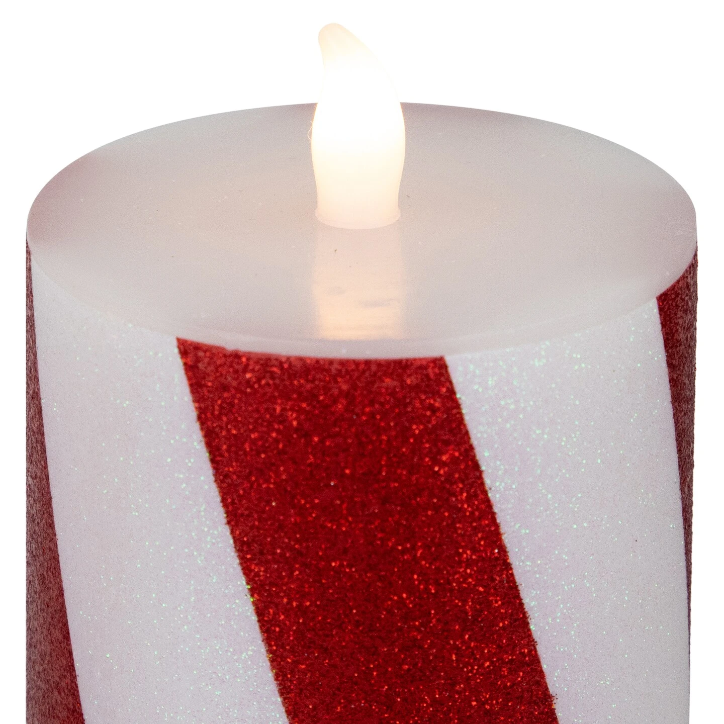 Northlight LED Flameless Flickering Candy Cane Wax Pillar Christmas Candles - 6" - Set Of 3 Red 8 Northlight LED Flameless Flickering Candy Cane Wax Pillar Christmas Candles - 6" - Set Of 3 Red - Image 6