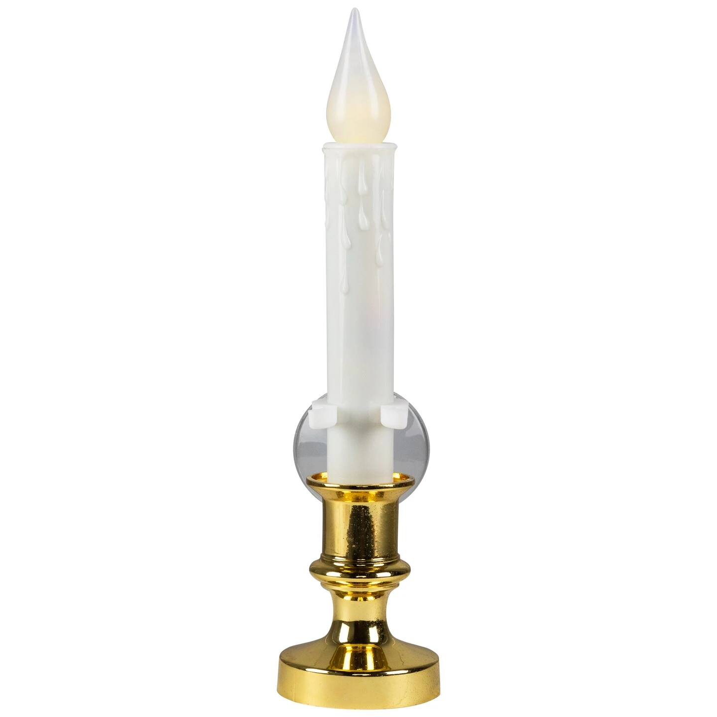 Northlight Flickering LED Window Candle With Timer - 8.5" - White And Brass 3 Northlight Flickering LED Window Candle With Timer - 8.5" - White And Brass