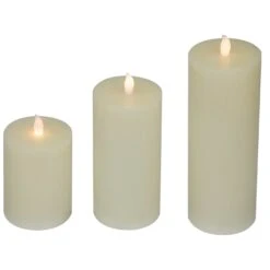 Northlight LED Flickering Flameless Pillar Candles - 8.75" - Cream - Set Of 3 Ivory -Northlight 6917748961887822048 2