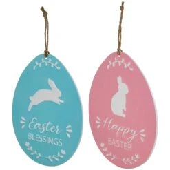 Northlight Easter Egg Metal Wall Signs - 9.75" - Blue And Pink - Set Of 2 13 Northlight Easter Egg Metal Wall Signs - 9.75" - Blue And Pink - Set Of 2 -Northlight 6917765085513049104
