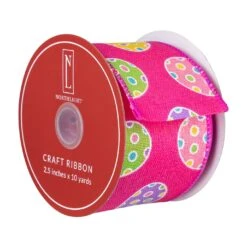 Northlight Easter Egg Design Wired Spring Craft Ribbon - 2.5" X 10 Yards - Pink -Northlight 6917768176639582000