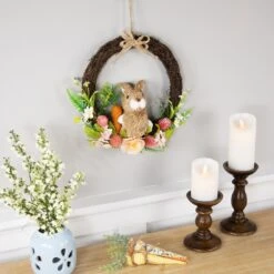 Northlight Floral Grapevine Spring Easter Wreath With Rabbit - 12" Pink 12 Northlight Floral Grapevine Spring Easter Wreath With Rabbit - 12" Pink -Northlight 6917807912904341520