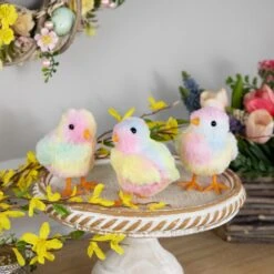 Northlight Plush Tie Dye Easter Chick Figurines - 4.25" - Set Of 3 Multi 12 Northlight Plush Tie Dye Easter Chick Figurines - 4.25" - Set Of 3 Multi -Northlight 6917821377118811152