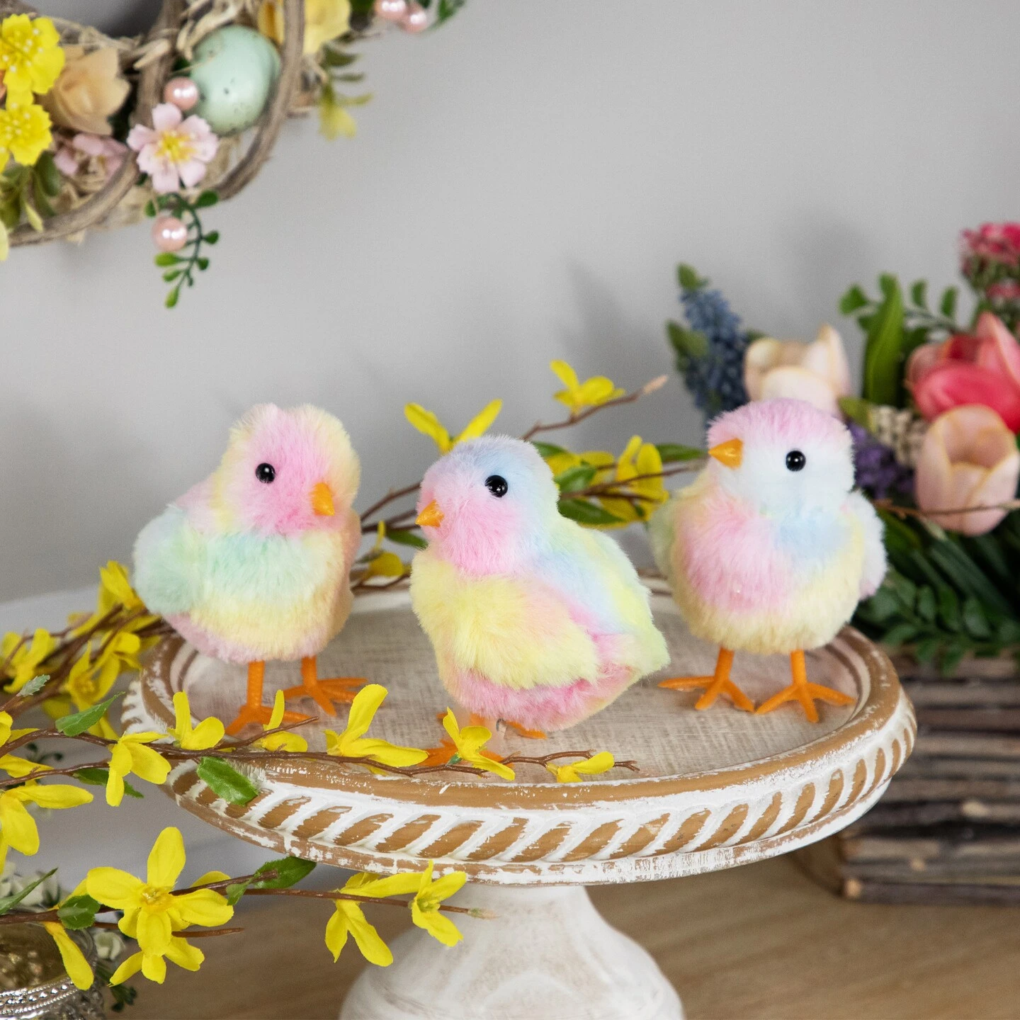 Northlight Plush Tie Dye Easter Chick Figurines - 4.25" - Set Of 3 Multi 5 Northlight Plush Tie Dye Easter Chick Figurines - 4.25" - Set Of 3 Multi - Image 3