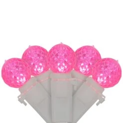Northlight LED G12 Berry Christmas Lights - Pink - 16' White Wire - 50ct -Northlight 6917888970168810512 1